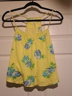 🌼 Aeropostale Yellow & blue Floral Spaghetti Strap Tank Perfect 4 the Beach